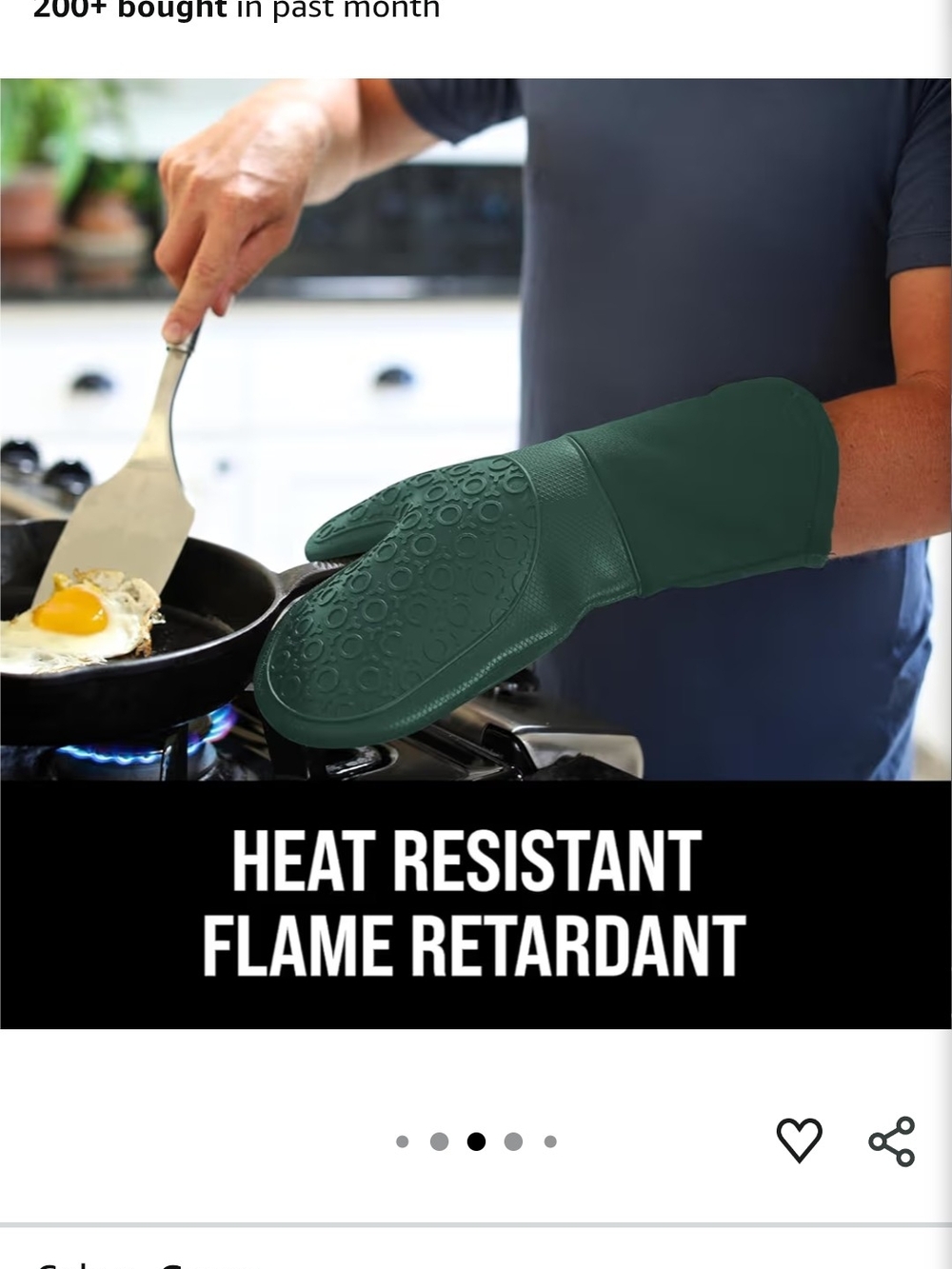Heat-Resistant Silicone Oven Mitt - Dark Green